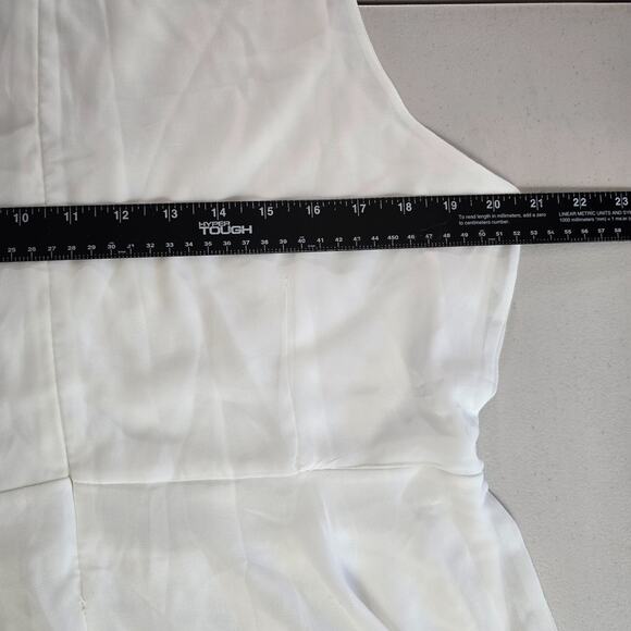 Club L Dress Women's 20 Cream - White Mini Sleeveless Sheer Lined Flowers Ruffle - Picture 11 of 16
